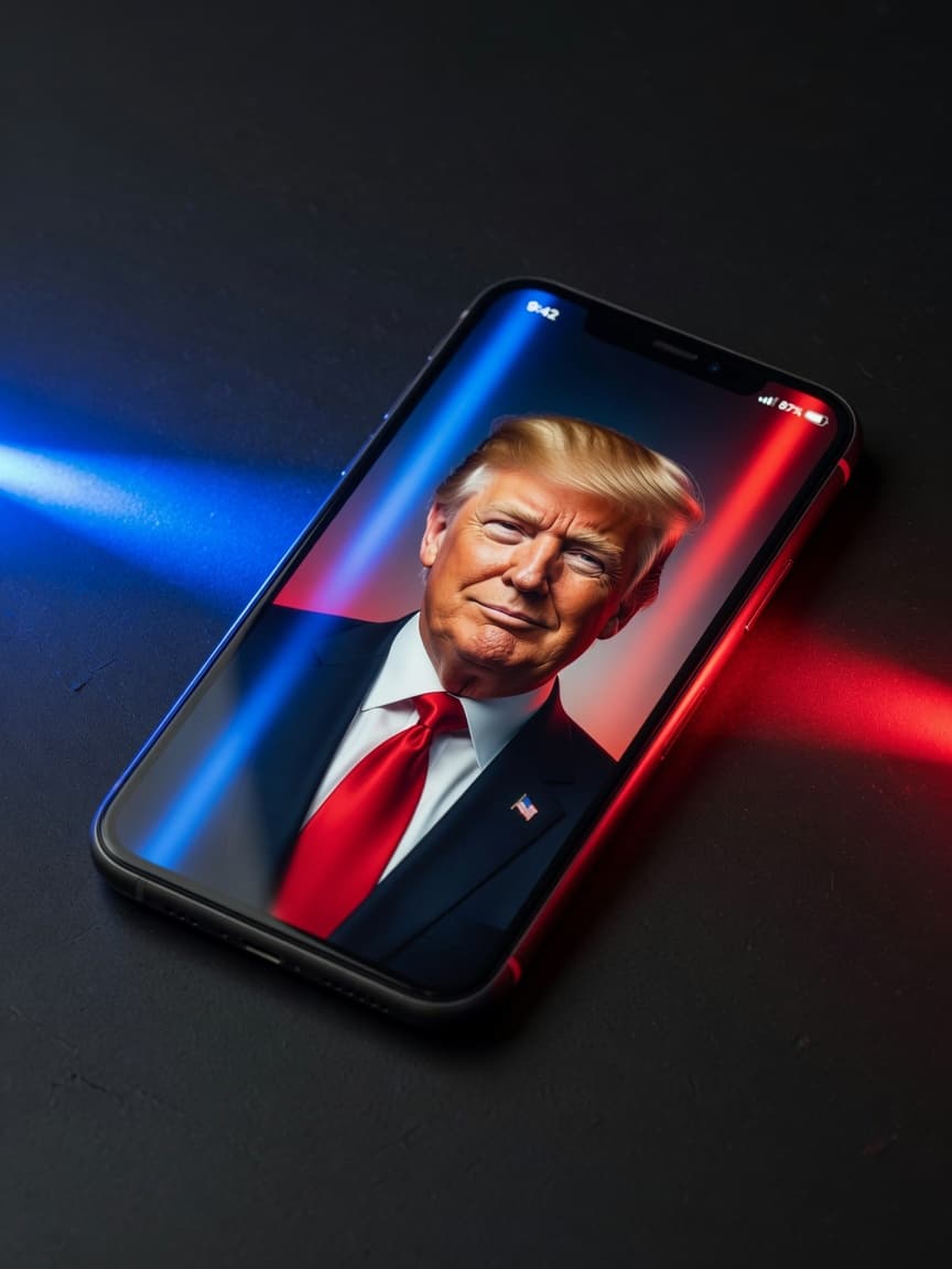 Close-up cinematográfico de um smartphone com design industrial robusto repousando sobre uma mesa de escritório espelhada, iluminação dramática de estúdio, foco seletivo na textura do chassis do aparelho, fundo levemente desfocado com luzes suaves de ambiente técnico.